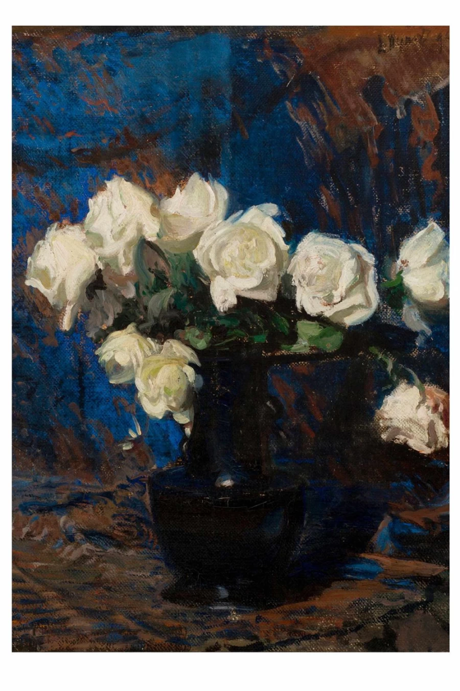 "Lazybones Women's White Roses Art Print - Elegant Floral Wall Decor"