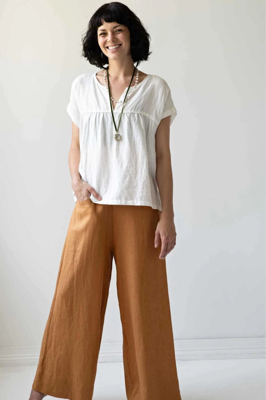 Lazybones Women's Ollie Pant in Caramel - Comfortable Casual Trousers