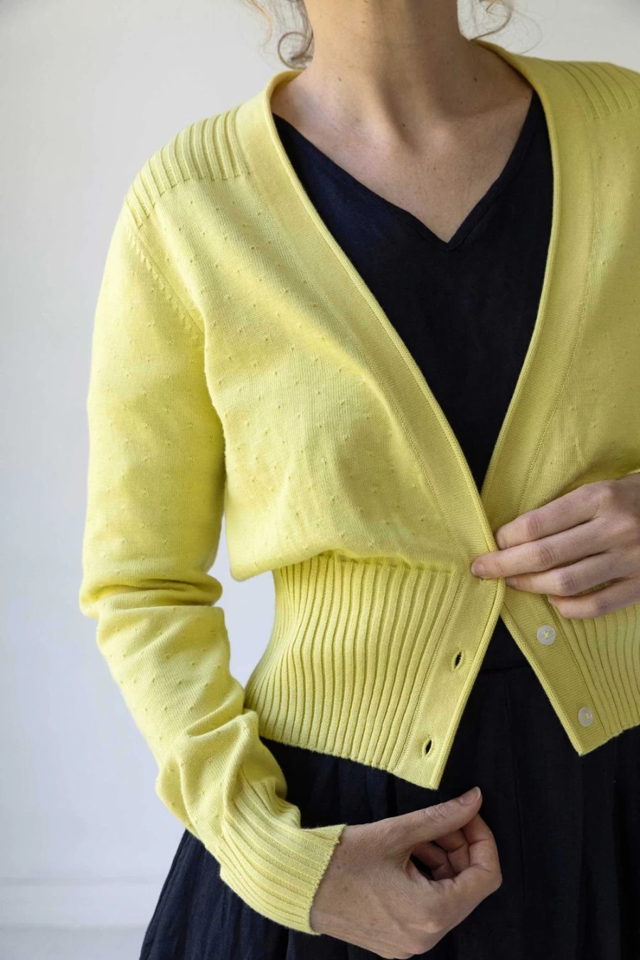 Lazybones Women's Carly Cardigan - Organic Cotton Muted Lime Sweater