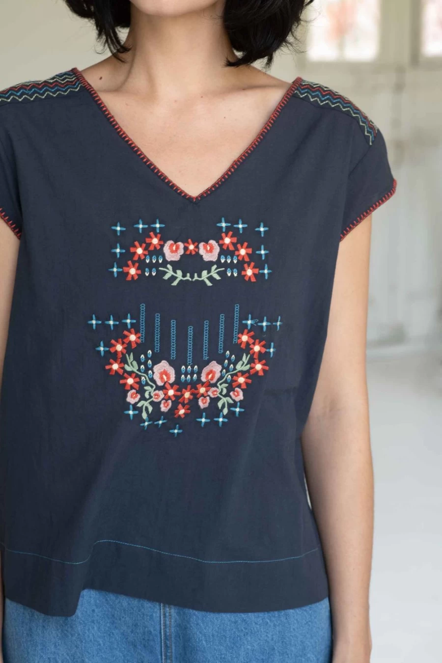 "Lazybones Women's Sarah Top in Parisian Blue - Stylish Casual Blouse"