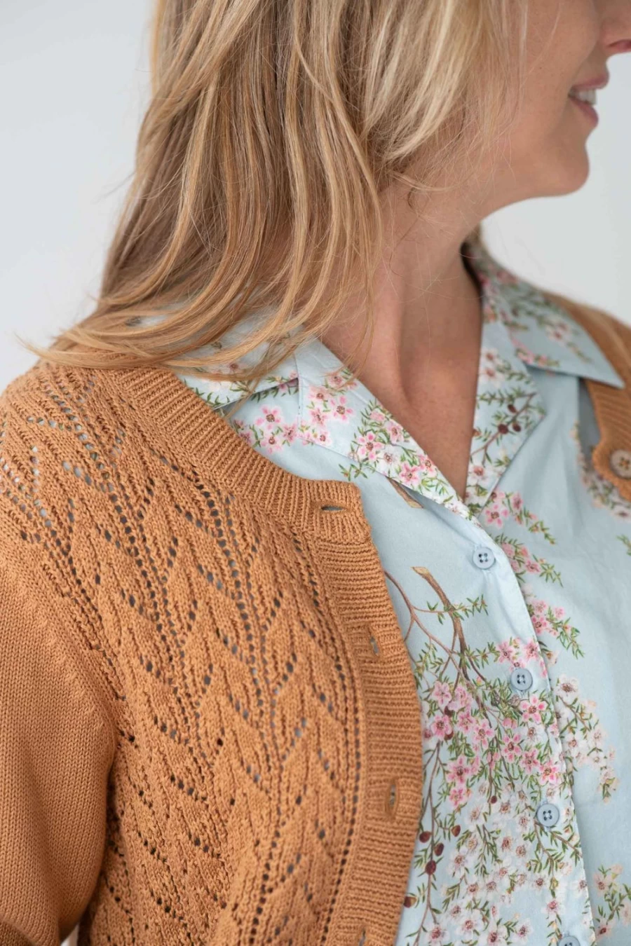 Lazybones Women's Ava Cardigan in Soft Almond - Cozy Knit Sweater