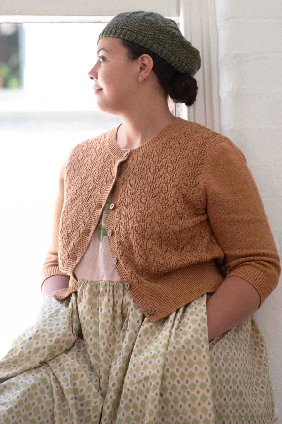 Lazybones Women's Ava Cardigan in Soft Almond - Cozy Knit Sweater