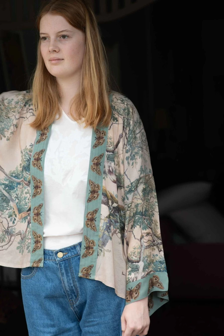 Lazybones Women's Earth & Sky Floral Kimono Cardigan - Boho Chic Loose Cover-Up